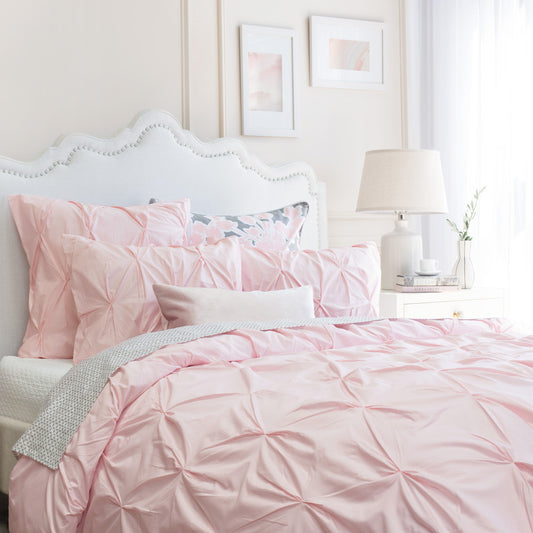 Pink Valencia Pintuck Sham Pair
