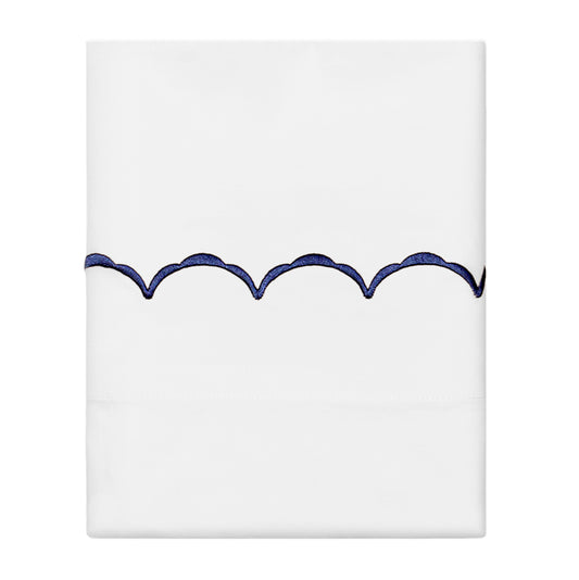 Navy Blue Wavelet Embroidered Pillowcase Pair