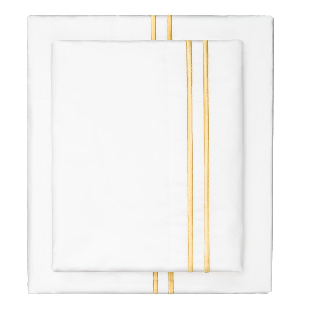The Marigold Yellow Lines Embroidered Sheet Set
