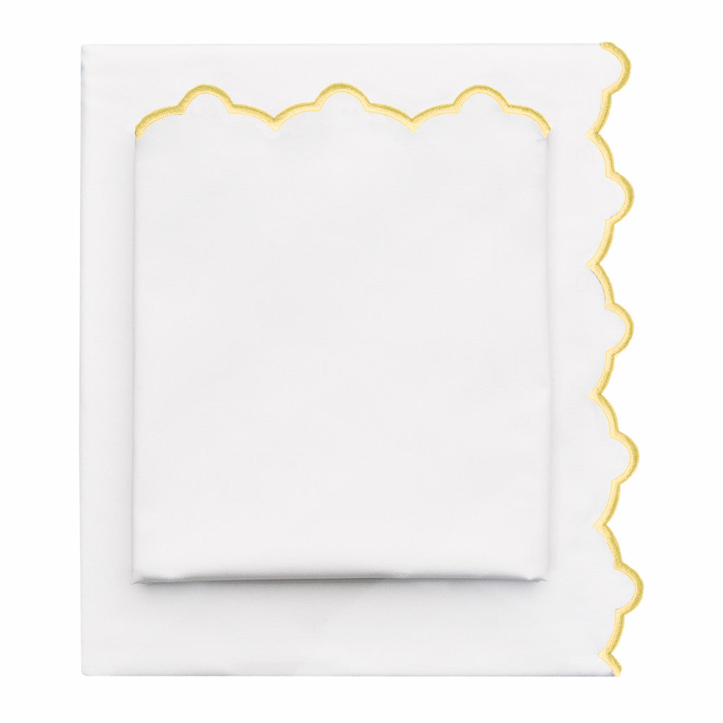 The Scalloped Embroidered Yellow Sheet Set