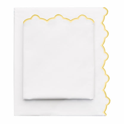 The Scalloped Embroidered Yellow Sheet Set