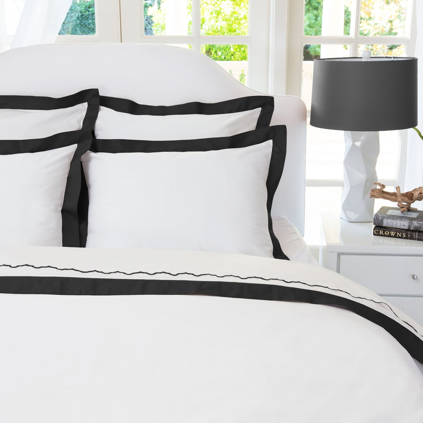 The Black Scalloped Embroidered Sheet Set