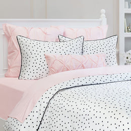 Black and White Harper Sham Pair (Black Piping)