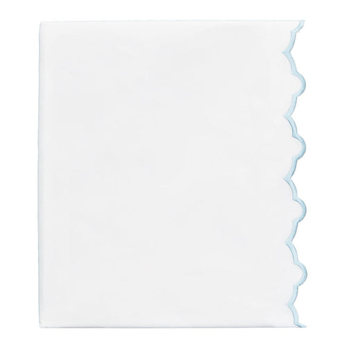 Light Blue Scalloped Embroidered Flat Sheet