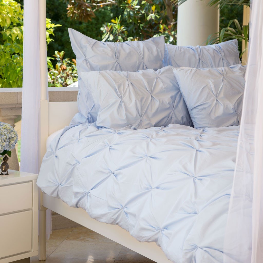 Light Blue Valencia Pintuck Duvet Cover
