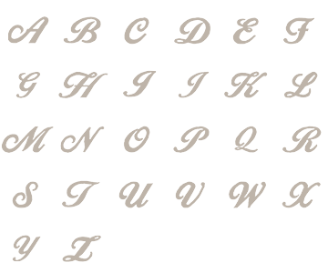 Image of all the letters in Script